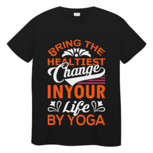 MosLuxarTrend Men’s Black Cotton T-Shirt Yoga "Healthiest Change" Graphic Tee