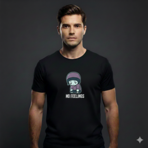 MosLuxarTrend Men’s Black Cotton T-Shirt Feelings Sad Character T-Shirt